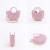 QTKJ Mini Semi-circle Rattan Straw Handbags, Hand-woven Women Summer Retro