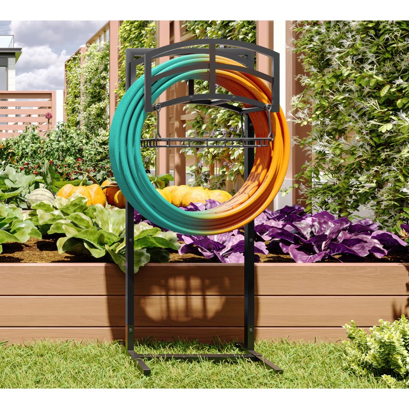 Fire Beauty Heavy-Duty Portable Garden Hose Holder with Storage Basket,120+