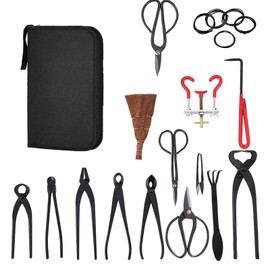 14-Piece Bonsai Tree Kit, Bonsai Tool Set, Bonsai Starter Kit, Carbon Steel Scissors Cutter Shears, Perfect Gardening Trimming Pruning Tools Jin Pliers, Rake with Spatula