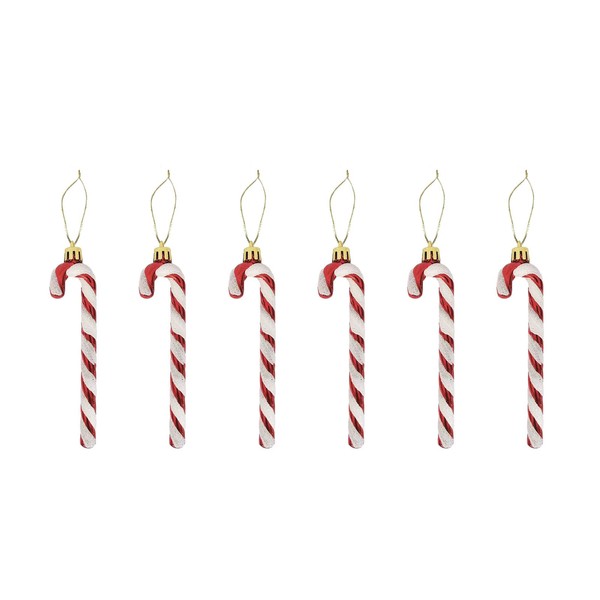 Christmas Candy Cane Ornaments Set of 6 Candy Canes Christmas Tree Ornaments candy canes Christmas Tree Ornaments Christmas Party Decorations Decorations Crutches (Red)