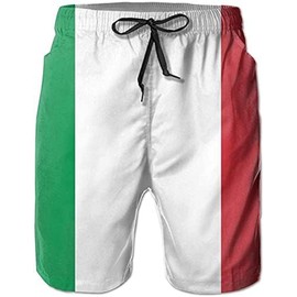 Italian Flag Print Men's Summer Swimming Short Casual Board Shorts Swimwear Swim Trunks White
