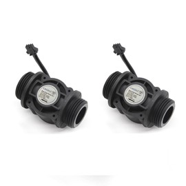 GREDIA 1" Water Flow Sensor Food-Grade Switch Hall Effect Flowmeter Fluid Meter Counter 1-60L/min (Pack of 2）