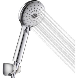 Enhanced Shower Experience Hopopro High Pressure Handheld Shower Head Set with 59 Inch Stainless Steel Hose Adjustable Overhead Bracket, Leak-Resistant Design, Bonus Teflon Tape, Rubber Washers