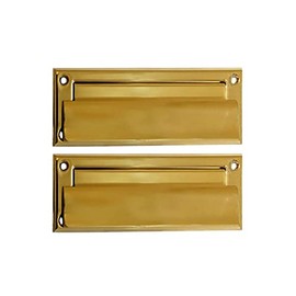 QCAA Solid Brass Mail Slot, with Solid Brass Interior Frame and Solid Brass Back Plate, 8-7/8''X2-7/8", Polished Brass, 1 Pack, Made in Taiwan