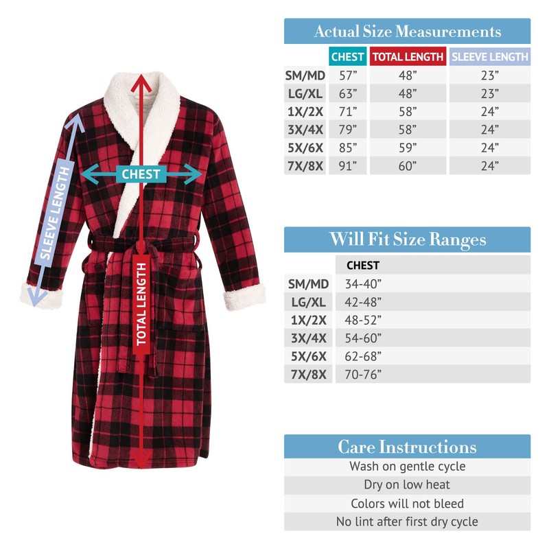 Alexander Del Rossa Men's Plush Sherpa Robe, Warm Bathrobe with