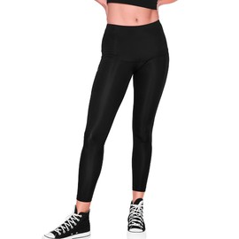 Colortrak Limitless Bleach Proof Work-and-Play Leggings with Pocket, Hair Repellent, Moisture-Wicking 4-Way Stretch Breathable Fabric, Size Large, Black