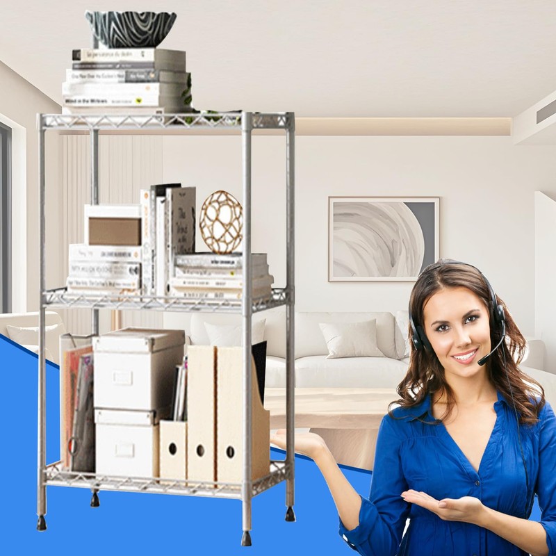 3-Tier Wire Shelving Unit, 1000 lbs Capacity, Adjustable Metal Storage