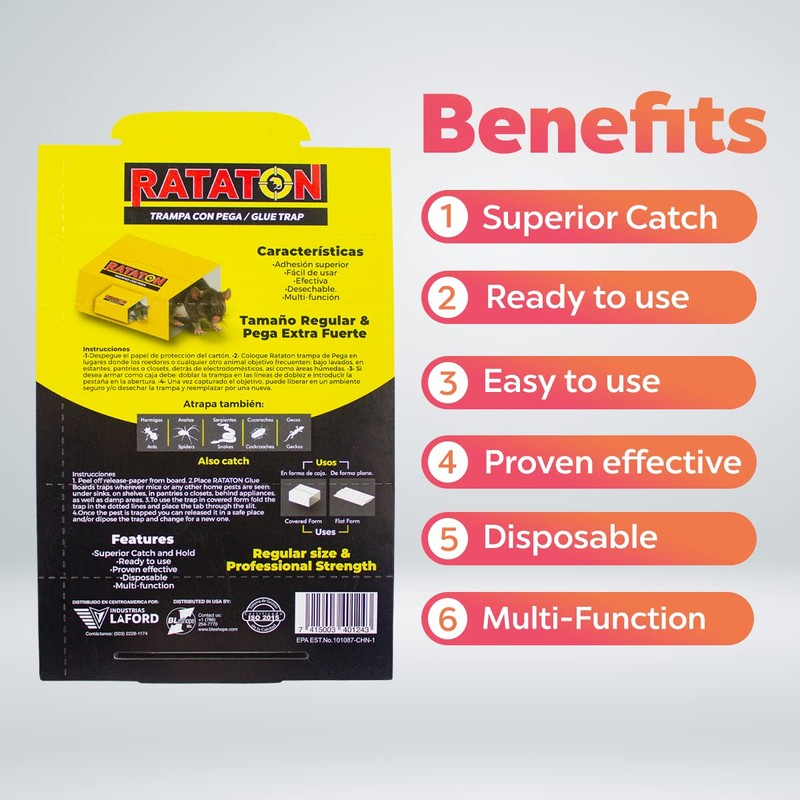 Rataton - Peanut Butter Scented Glue Trap, 12 Pack Ready