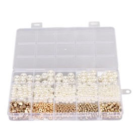 720pcs Beads for Bracelets Necklace Making 15 Compartment Artificial Pearl Beads Jewelry Making Kit 15 Compartment 720pcs