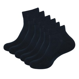 MANARC Men Cotton Ankle Socks Mesh Breathable Soft Comfortable Durable Double Layer Cushioned Reinforced Seamless Anti Slip With Ribbed Instep For A Firm Grip. 3 Pack Black.