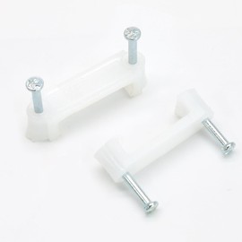 Biaungdo 100 Pcs Cable Wire Clips with Two Steel Nails, 14mm White Cable Clips Nail Management Nail-in Clamps Wall Wire Cable Fasteners for Ethernet Cord, Cable(7mmx2)