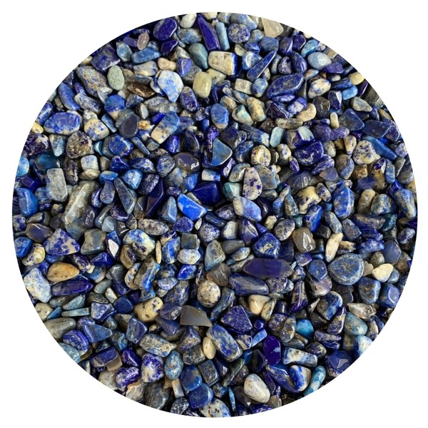 GAF TREASURES 0.5 Pound Natural Semi Tumbled Gemstone Chips, Crushed Mini Crystals, Undrilled Crystal Chips (Lapis Lazuli)