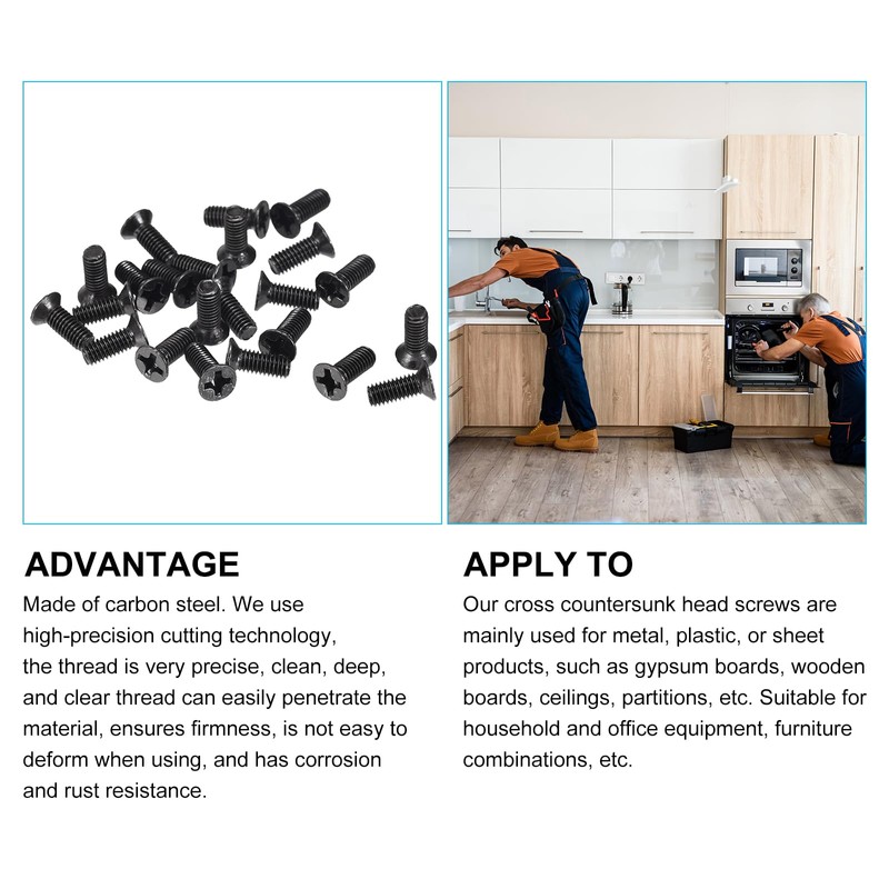 METALLIXITY 350pcs M3 x 8mm Flat Head Screws Carbon Steel