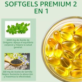 O NATURE ZIRAN Cápsulas Blandas De Aceite De Orégano - 6000 Mg De Aceite De Orégano Con Aceite De Semilla Negra 2 En 1, Extracto De Aceite De Orégano