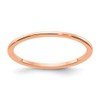 Solid 10K Rose Gold 1.2mm Classic Dome Stackable Band Thin