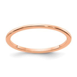 Solid 10K Rose Gold 1.2mm Classic Dome Stackable Band Thin Wedding Anniversary Ring Size 7.5