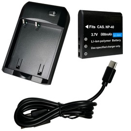 NP-40 Battery Charger, Digital Camera Battery Charger with NP-40 3.7V 800mAh Li-ion Rechargeable Battery