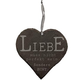 Spruchreif Large Slate Heart with Engraving, Slate Board with Cord for Hanging, Wall Decoration with Sayings, Gift Ideas for Men and Women