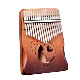 ideamall Kalimba Beginner Cat 17 Keys Kalimba Cat Karimba Wooden Thumb Piano Finger Piano (Brown)