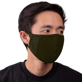 Auliné Collection 2PK Made in USA Cotton Fabric Washable Reusable Filter Pocket Face Mask, Dark Olive 2 PK