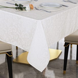 Obstal 210GSM Rectangle Table Cloth, Water Resistance Microfiber Tablecloth, Decorative Fabric Table Cover for Outdoor and Indoor Use (Ivory, 60 x 102 Inch)