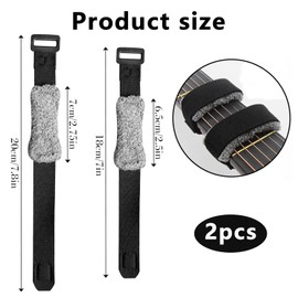 2Pcs Guitar String Mute Dampeners, Adjustable Guitar Wraps & Fretboard Muting Strap for Electric/Acoustic/Classic Guitars & Bass, Black Silencer Tape with Secure Fit, Noise Reduction Accessories