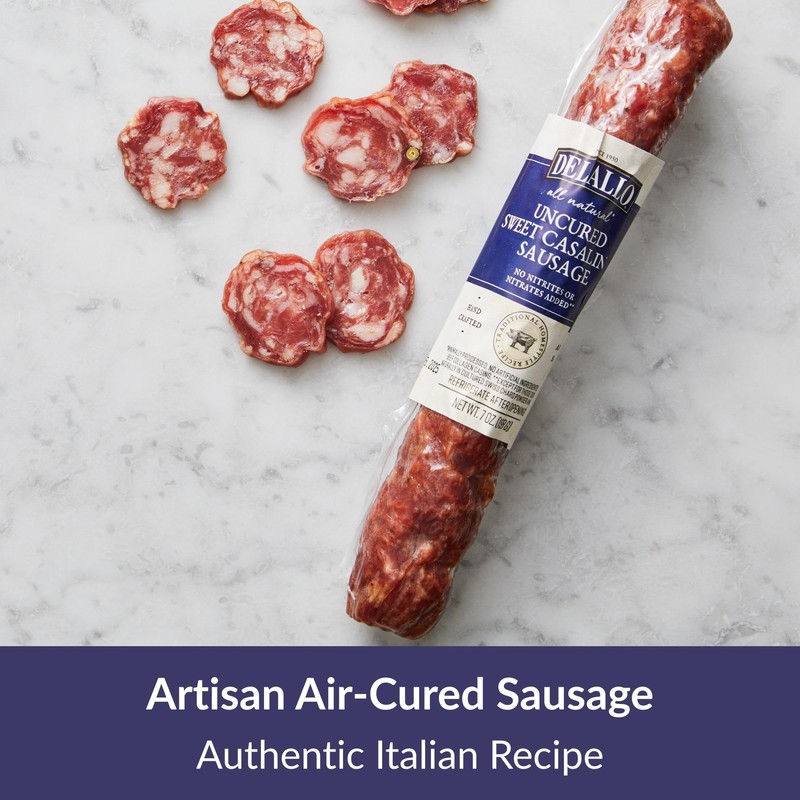 DeLallo Sweet Casalingo Sausage, Naturally Air-Cured, Gourmet Italian Meat for