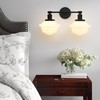 Pathson 2-Lights Milk White Glass Wall Sconce Lights, Modern Classic