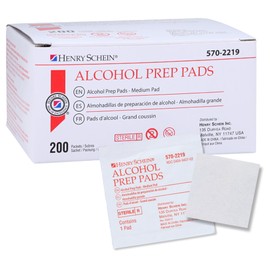 Henry Schein Alcohol Prep Pads, Medium, 2-ply, Sterile, 1 Case of 4000 (20 Boxes of 200)