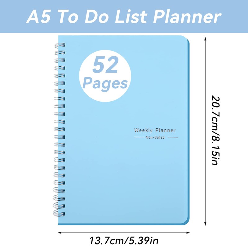 Weekly Planner Undated, To Do List Notebook, A5 Daily Planner
