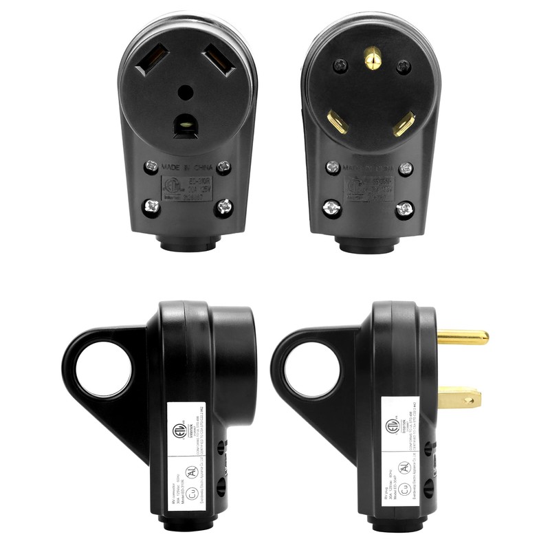 QWORK 30 Amp Male and Female Plug Set, RV Electrical