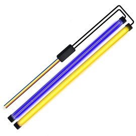 YEORO 11.8'' Universal Motorcycle LED Tail Light Strip, 3 in 1 Fuctions DRLs Brake Light Blue & Turn Signal Light Amber 108 LEDs Flexible Strip for Motorcycle,Car,ATV.