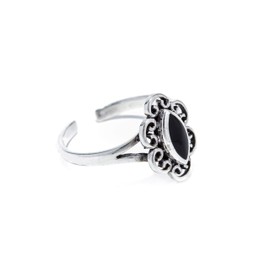 WINDALF Bohemia Toe Ring Luna 12 mm Black Onyx Midi Ring 925 Sterling Silver, Sterling Silver, Onyx