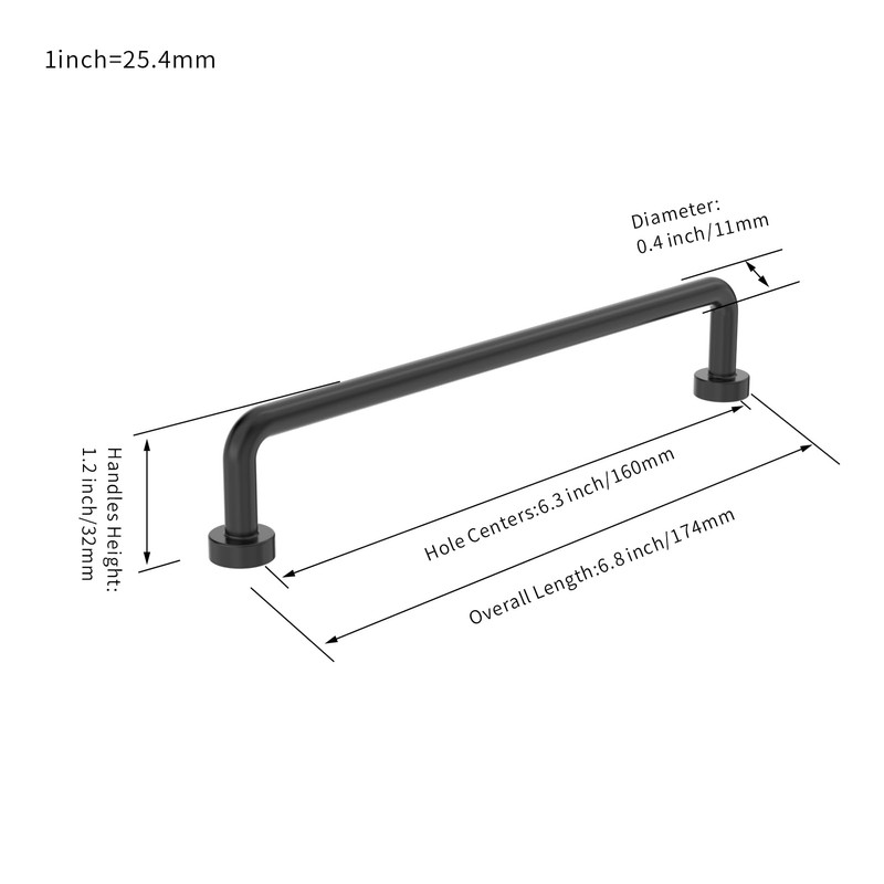 FURNIWARE Pack of 10 Cabinet Handles 160mm(6.3 Inch) Hole Center