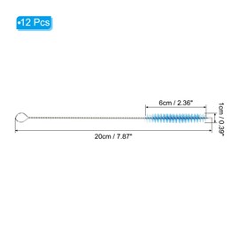 PATIKIL 8"x3/8" Long Straw Brush, 12 Pcs Drinking Straw Cleaning Brush Nylon Pipe Tube Cleaner Brush for Cleaning Straws Pot Spout, Blue