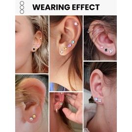 Stainless Steel,Stud Earrings for Women Hypoallergenic Earrings Set 12 Pairs Value Packaging