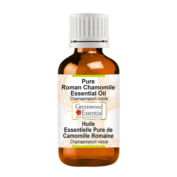 Greenwood Essential Pure Roman Chamomile Essential Oil (Chamaemelum Nobile) Natural Therapeutic Quality Steam Distilled 15 ml (0.50 oz)