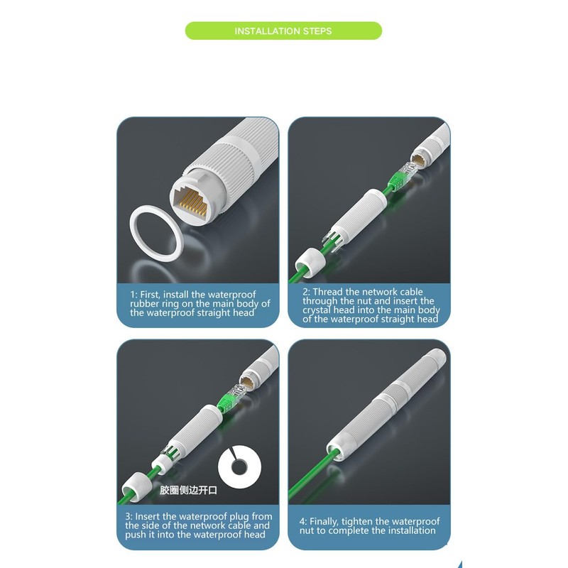 VIVOCH, 2 acopladores impermeables IP67, conectores RJ45 impermeables Cat5/5E/6/6A Ethernet