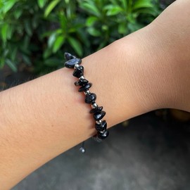 Clataly Amethyst & Hematite Bracelets: Natural Crystal Onyx Crushed Stone Woven Stretchable Bracelets for Women & Girls