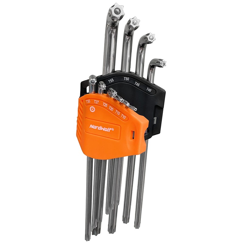 NordWolf 10-Piece Torx Wrench Set, S2 Steel Long Arm Security