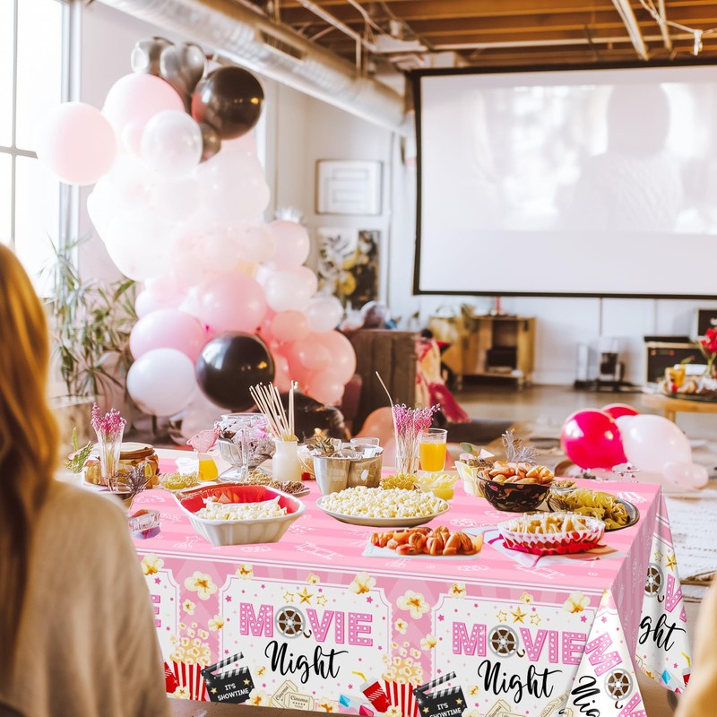Pink Movie Night Party Decorations Tableware Set Serve 24