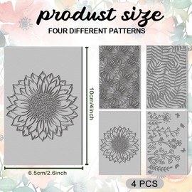 ACRNIGHEET 4PCS Polymer Clay Flowers Leaves Texture Sheets Set for Using with Clay Cutters Boho Clay Mat Effect as Clay Texture Roller Polymer Clay Tools Clay Earrings Texture Mats for Polymer Clay