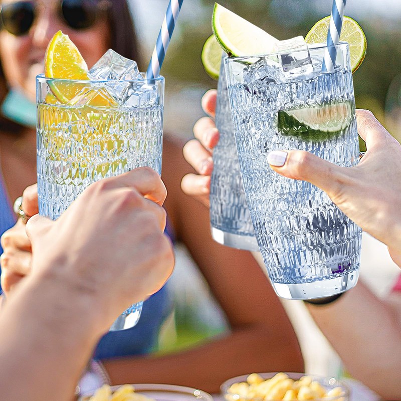 CREATIVELAND Highball Beverage Glasses Set of 6 Romantic Colored Thick