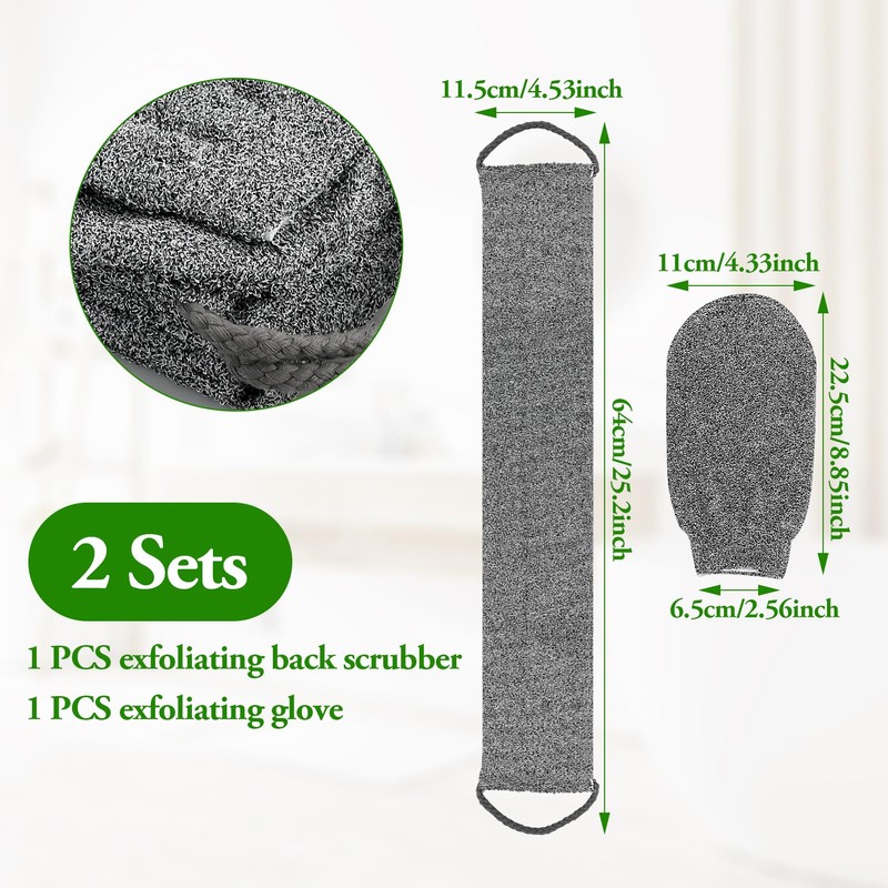 Back Scrubber for Shower, Bamboo Fibre Exfoliating Scrubber Sponge, Bamboo