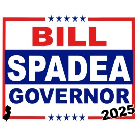 DesignThatSign Bill Spadea New Jersey Governor Election Race Red White Blue Sign w Stake