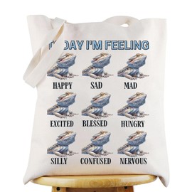 G2TUP Funny Geckos Tote Bag Leopard Gecko Lover Gift Today I'm Feeling Happy Geckos Shoulder Bag Gecko Lizard Merch, Today I'm Feeling Happy