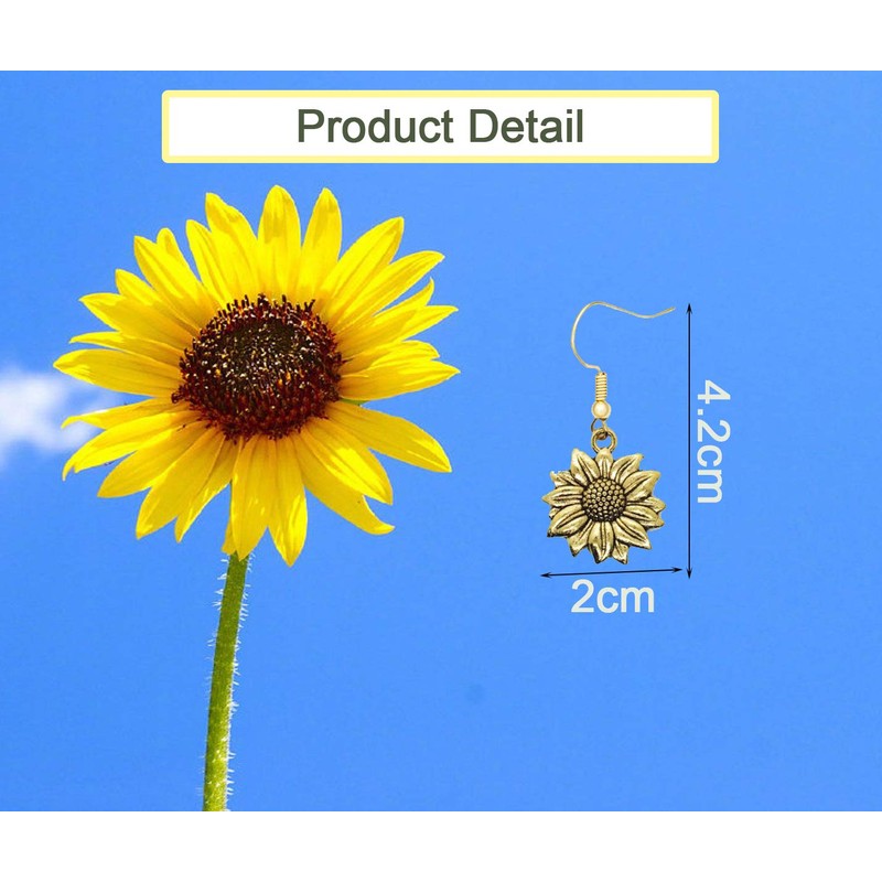 Picano Antique Gold Silver Sunflower Dangle Earrings for Women (Antique
