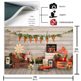 Avezano Easter Backdrops for Photography Rustic Wooden Wall Easter Photo Backdrops for Kids Portrait Spring Photo Backdrop for Picture Portrait Photo Studio Party Decoration (7x5ft)