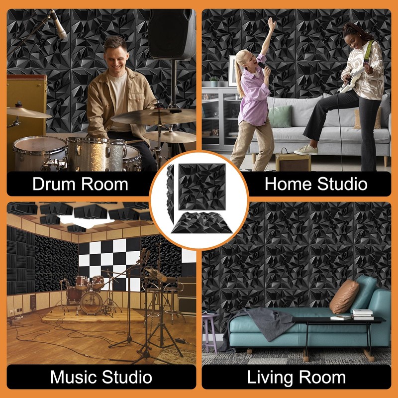 TroyStudio Acoustic Sound Diffuser Panels, 19.7 X 19.7 X 1