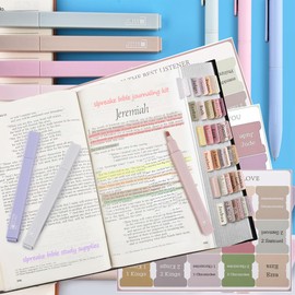 slpreake 29Pcs Bible Journaling Kit,Bible Study Supplies with 12pcs Aesthetic Highlighters No Bleed,75 Laminated Tabs,6 Color Pens with Replacement Refills,Bible Journaling Supplies for Women